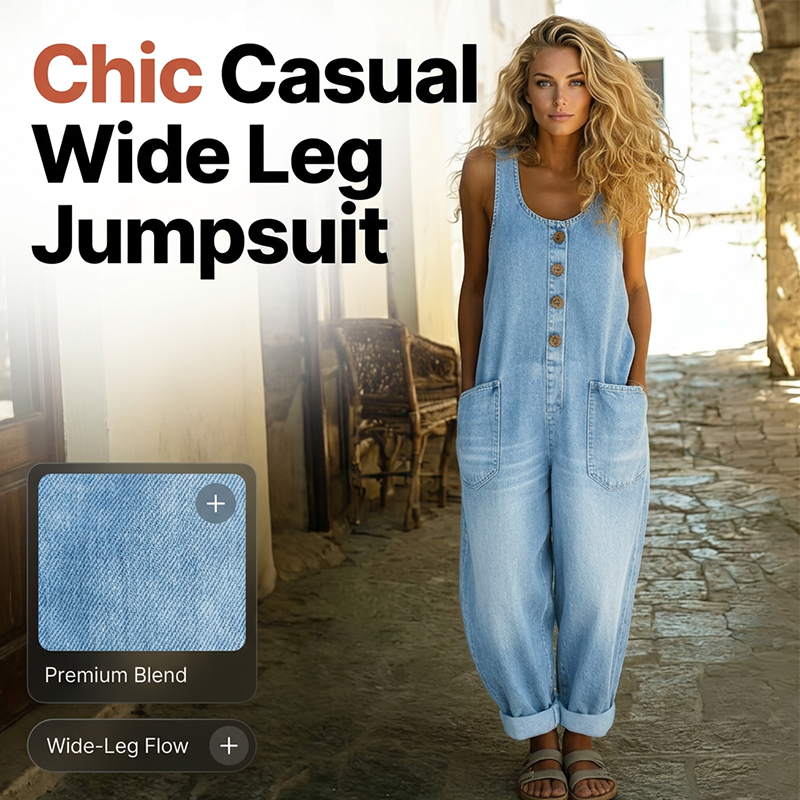 Ärmelloser Jumpsuit mit weitem Bein für Damen