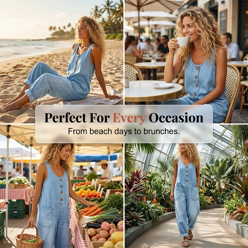 Ärmelloser Jumpsuit mit weitem Bein für Damen