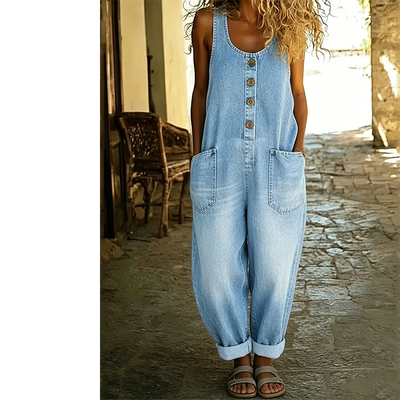 Ärmelloser Jumpsuit mit weitem Bein für Damen