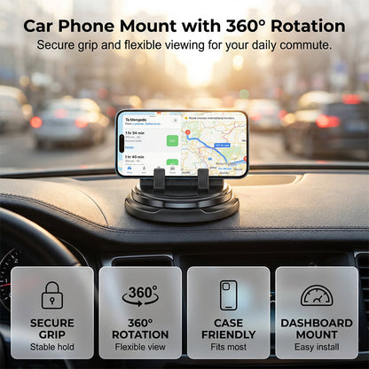 🚗 360° Rotation Handyhalter fürs Armaturenbrett – stabiler Halt, sichere Befestigung & perfekt für Navigation, Freisprechen & Streaming