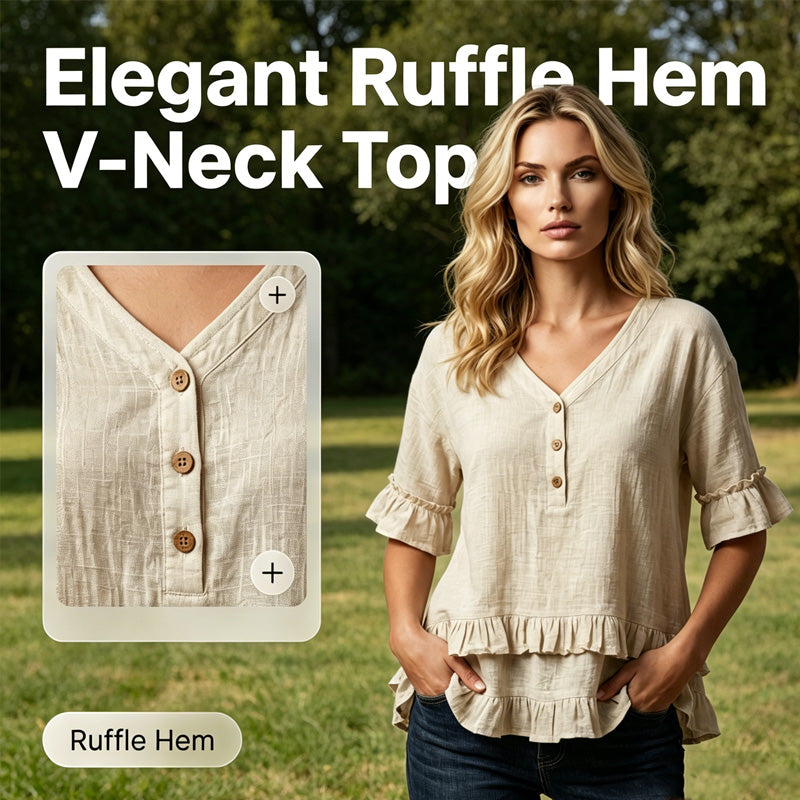 ⏰ LIMITED-TIME OFFER! 🌸 V-Ausschnitt Rüschenbluse – atmungsaktiver Strukturstoff – feminin & figurschmeichelnd – perfekt für Alltag & Büro