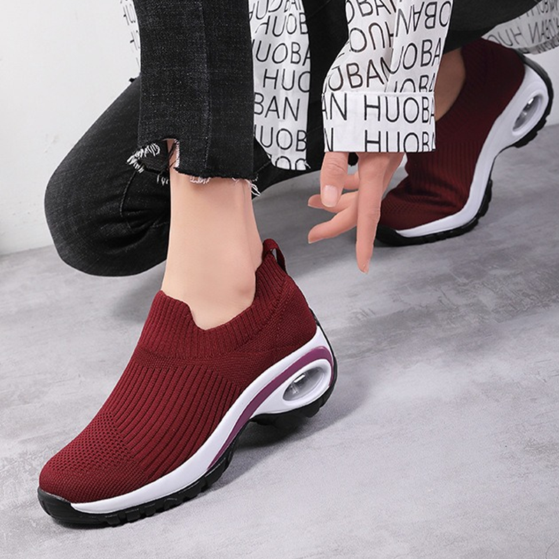 Damen Slip-On-Strick-Mesh-Laufschuhe