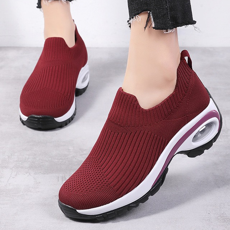 Damen Slip-On-Strick-Mesh-Laufschuhe
