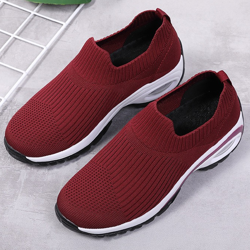 Damen Slip-On-Strick-Mesh-Laufschuhe