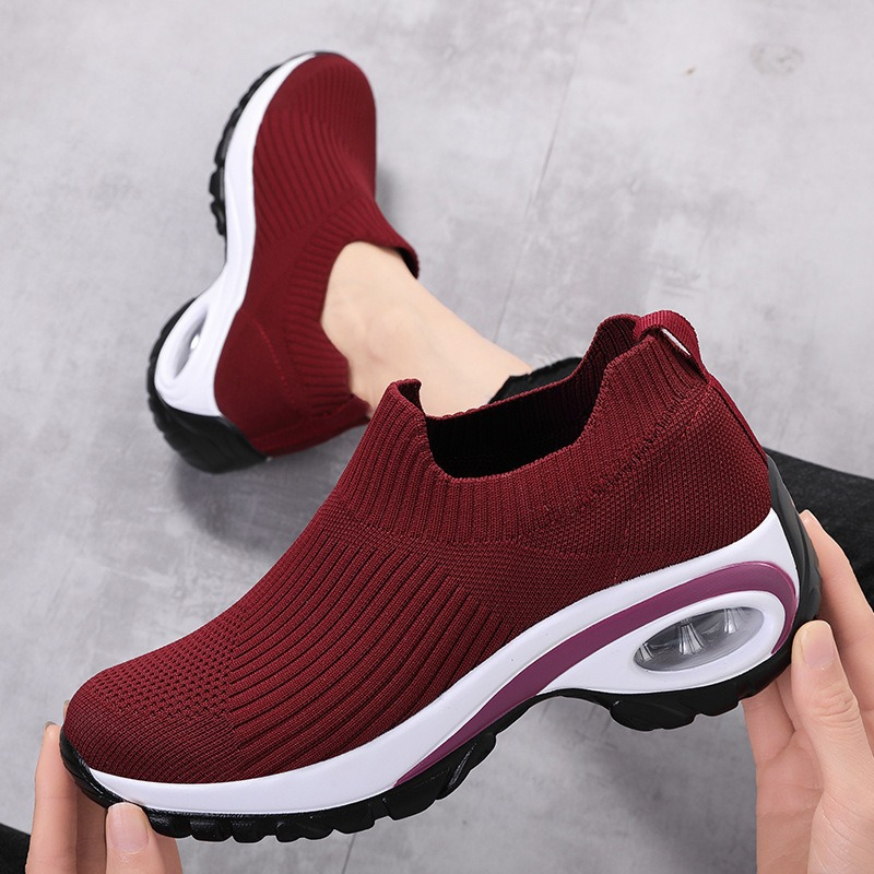 Damen Slip-On-Strick-Mesh-Laufschuhe