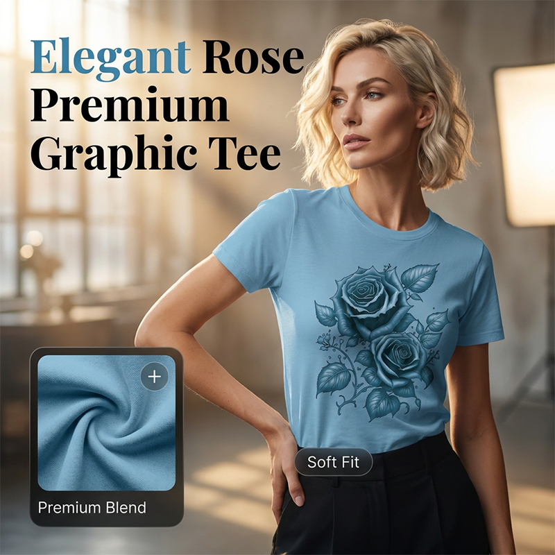 Elegantes Damen-T-Shirt mit Rosen-Print