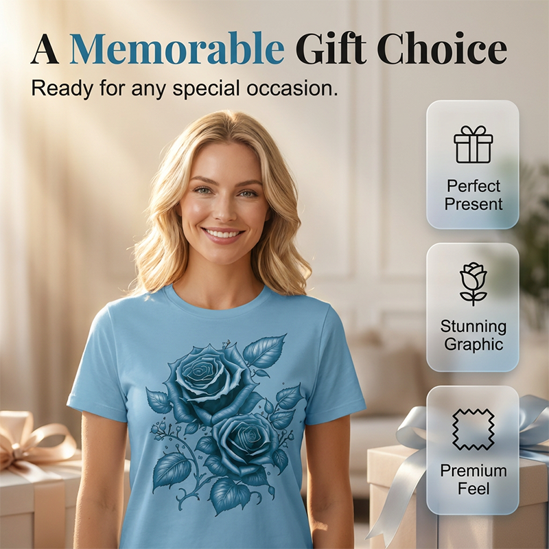 Elegantes Damen-T-Shirt mit Rosen-Print