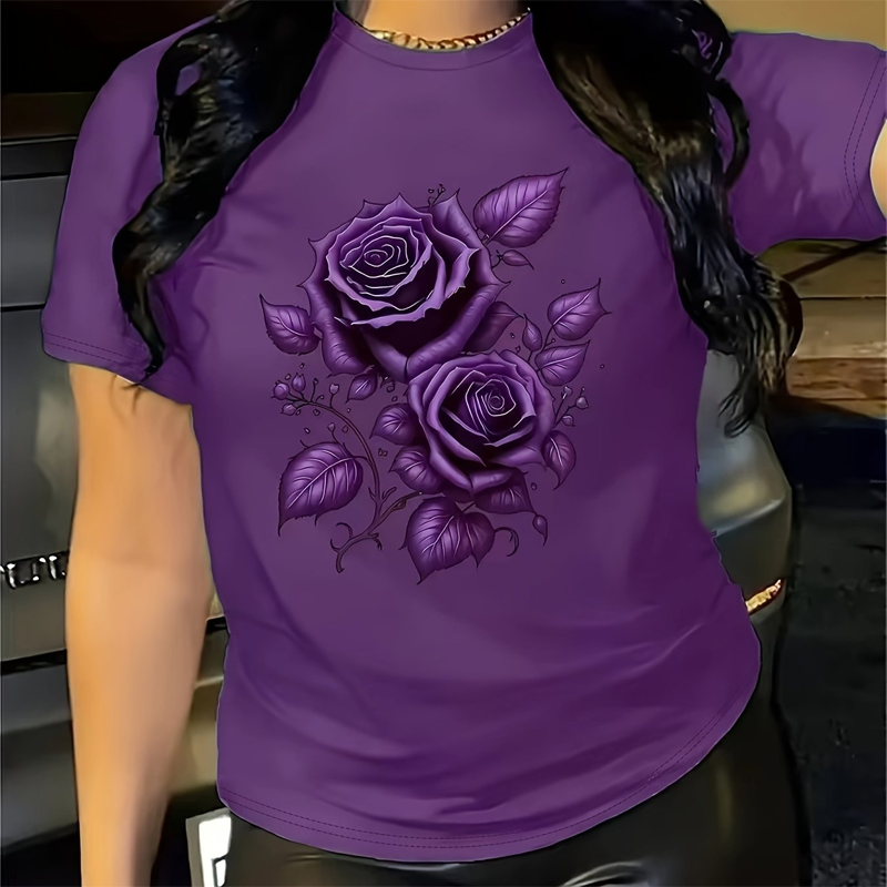 Elegantes Damen-T-Shirt mit Rosen-Print