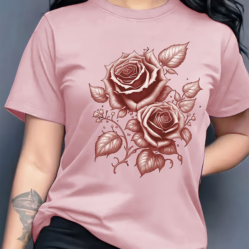 Elegantes Damen-T-Shirt mit Rosen-Print