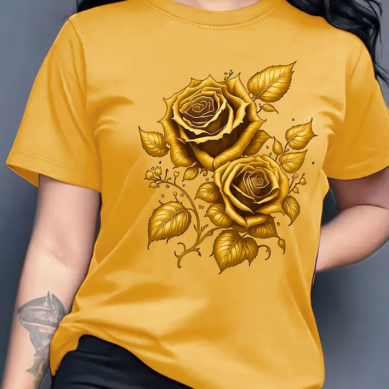 Elegantes Damen-T-Shirt mit Rosen-Print