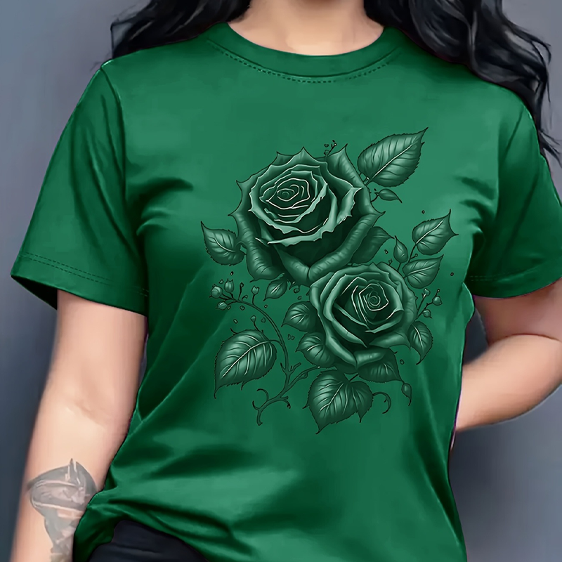 Elegantes Damen-T-Shirt mit Rosen-Print