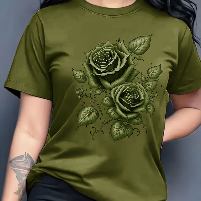 Elegantes Damen-T-Shirt mit Rosen-Print