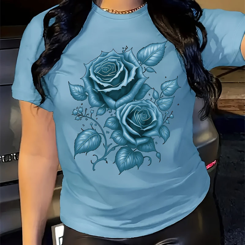 Elegantes Damen-T-Shirt mit Rosen-Print