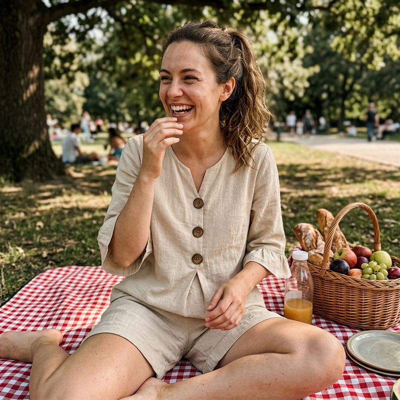 Damen lässiges zweiteiliges Baumwoll-Outfit