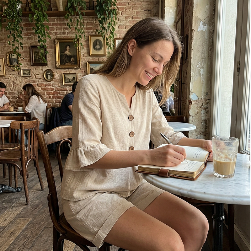 Damen lässiges zweiteiliges Baumwoll-Outfit