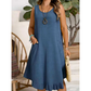 Damen lässiges ärmelloses Rüschenkleid