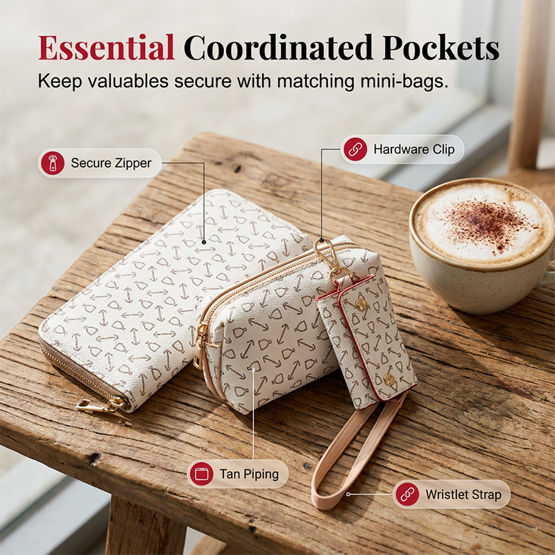 Damen 6-teiliges Handtaschen-Set mit modischem Knochenmuster