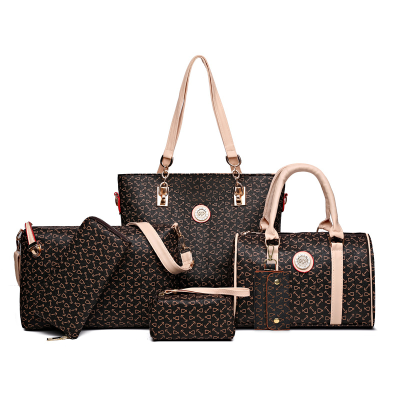 Damen 6-teiliges Handtaschen-Set mit modischem Knochenmuster