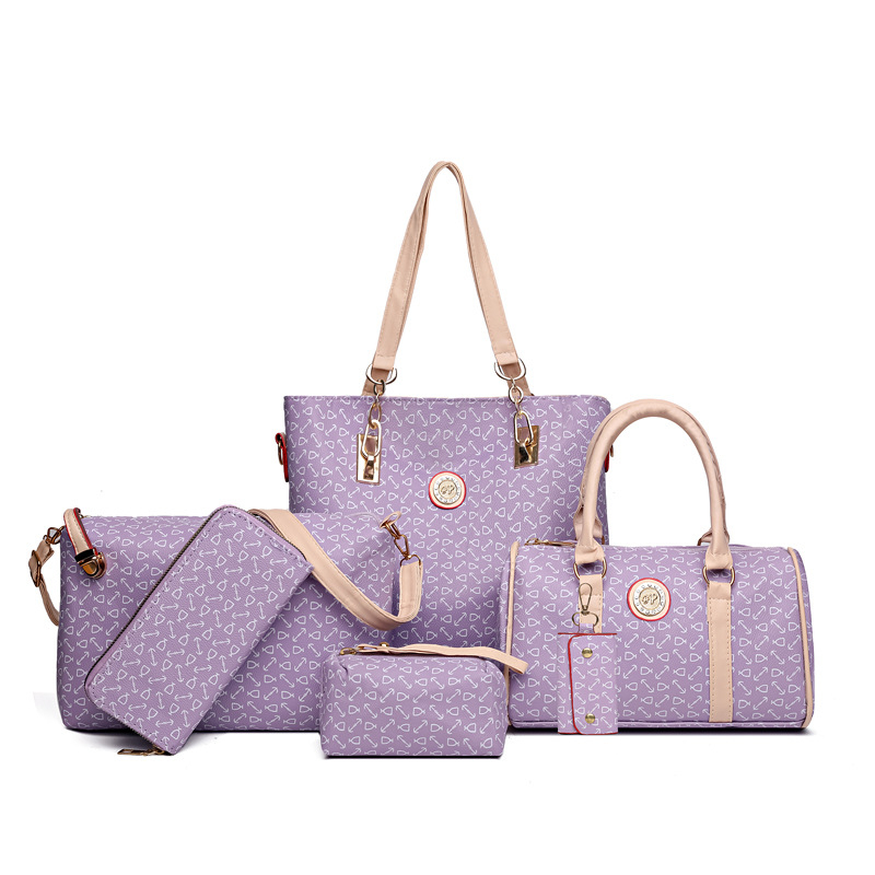 Damen 6-teiliges Handtaschen-Set mit modischem Knochenmuster
