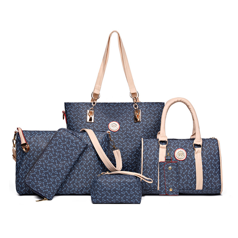 Damen 6-teiliges Handtaschen-Set mit modischem Knochenmuster