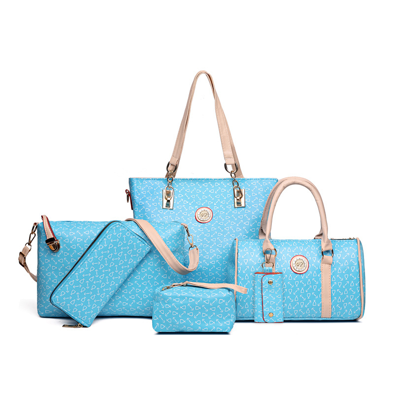 Damen 6-teiliges Handtaschen-Set mit modischem Knochenmuster