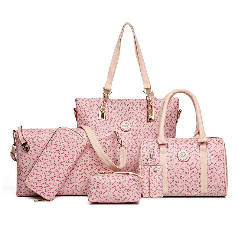 Damen 6-teiliges Handtaschen-Set mit modischem Knochenmuster