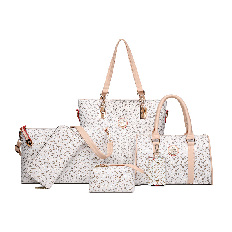 Damen 6-teiliges Handtaschen-Set mit modischem Knochenmuster