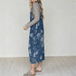 Vintage-Jeans-Latzhose für Damen mit Blumenmuster