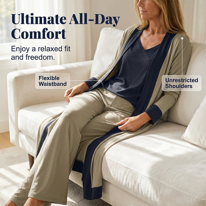 ⌛50 % Rabatt auf Neuheiten – 3-teiliges Damen-Set aus kontrastfarbener Strickjacke, Weste und Hose