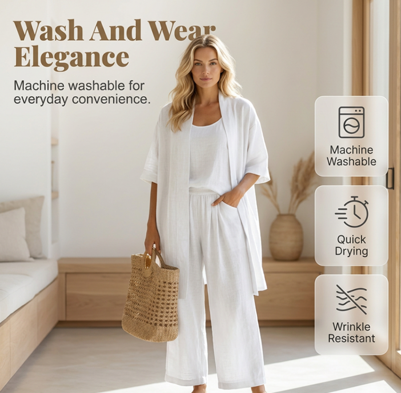 💞 Über 100.000 verkauft! Sommerhit 2026 – nur kurze Zeit -50%！ 3-teiliges Sommeroutfit für Damen
