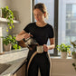 Damen Set aus Kurzarm-Oberteil & ausgestellter Hose