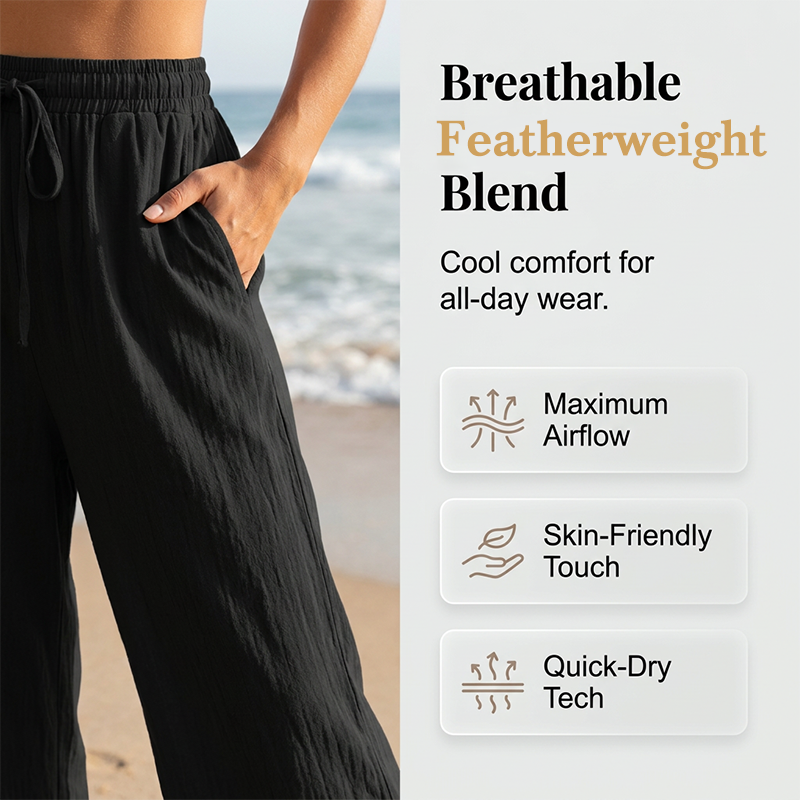🎀👖Lässige Damenhose mit hohem Bund und weitem Bein