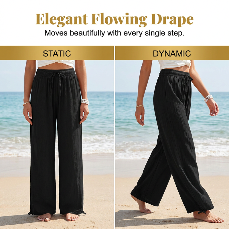 🎀👖Lässige Damenhose mit hohem Bund und weitem Bein