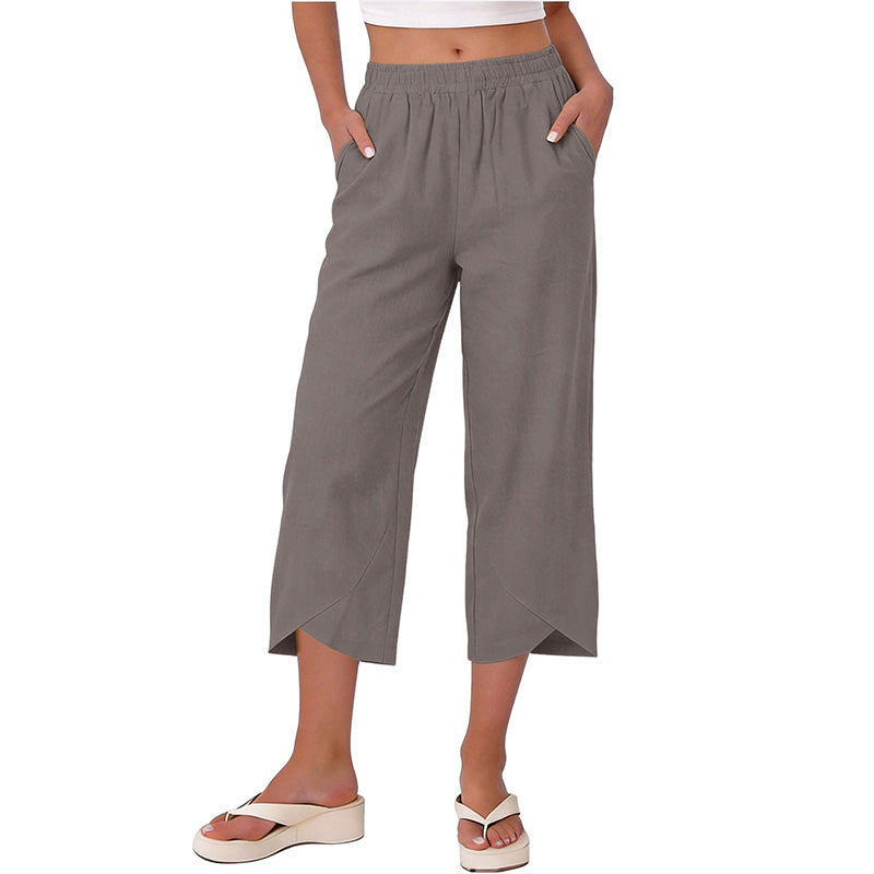 Damen lässige, locker sitzende weite Crop-Hosen