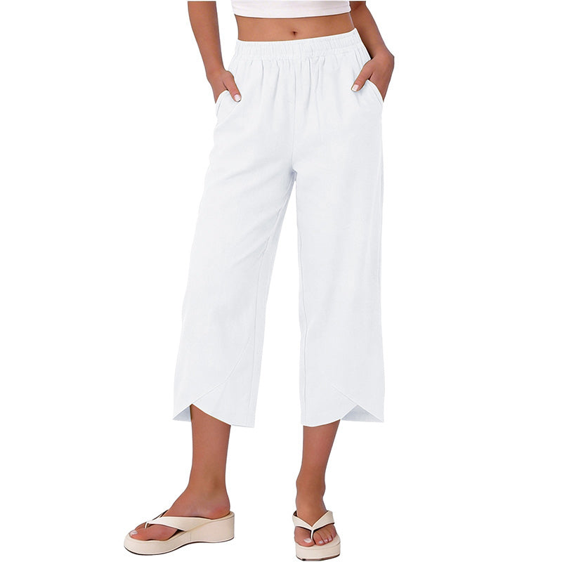 Damen lässige, locker sitzende weite Crop-Hosen