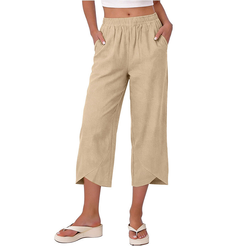 Damen lässige, locker sitzende weite Crop-Hosen