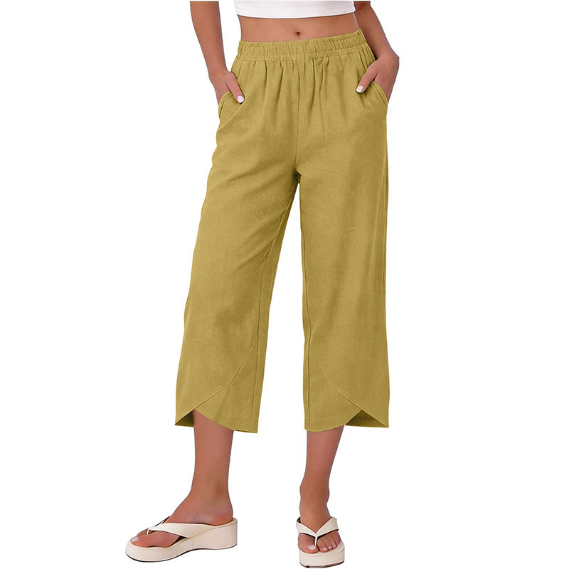 Damen lässige, locker sitzende weite Crop-Hosen