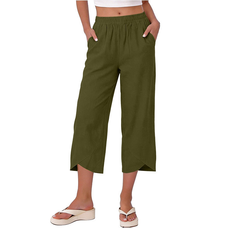 Damen lässige, locker sitzende weite Crop-Hosen
