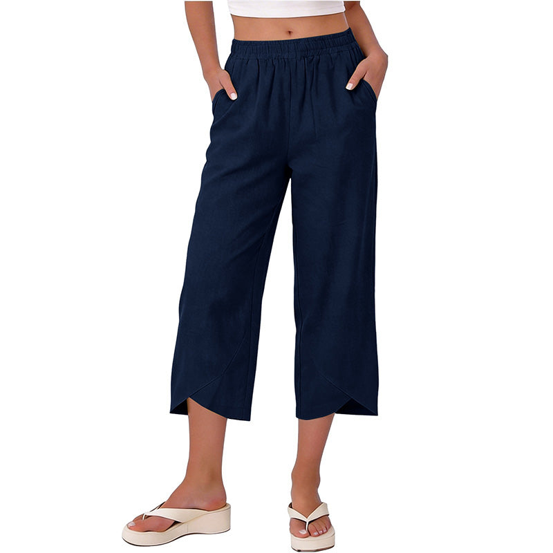 Damen lässige, locker sitzende weite Crop-Hosen