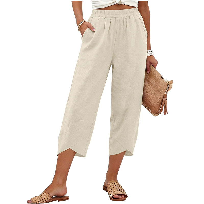 Damen lässige, locker sitzende weite Crop-Hosen