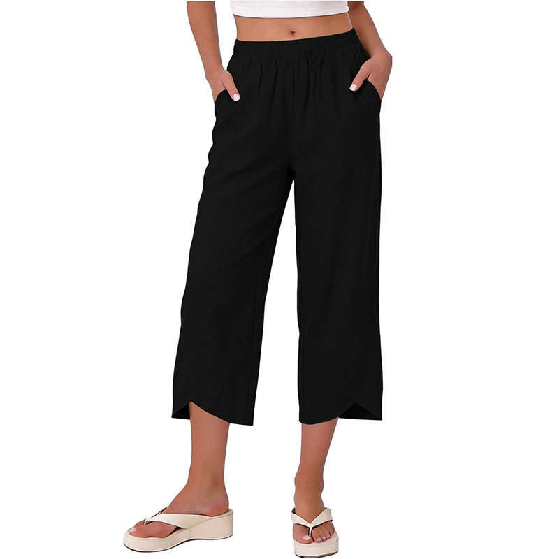 Damen lässige, locker sitzende weite Crop-Hosen