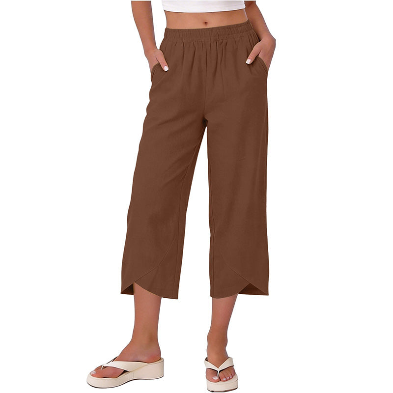 Damen lässige, locker sitzende weite Crop-Hosen