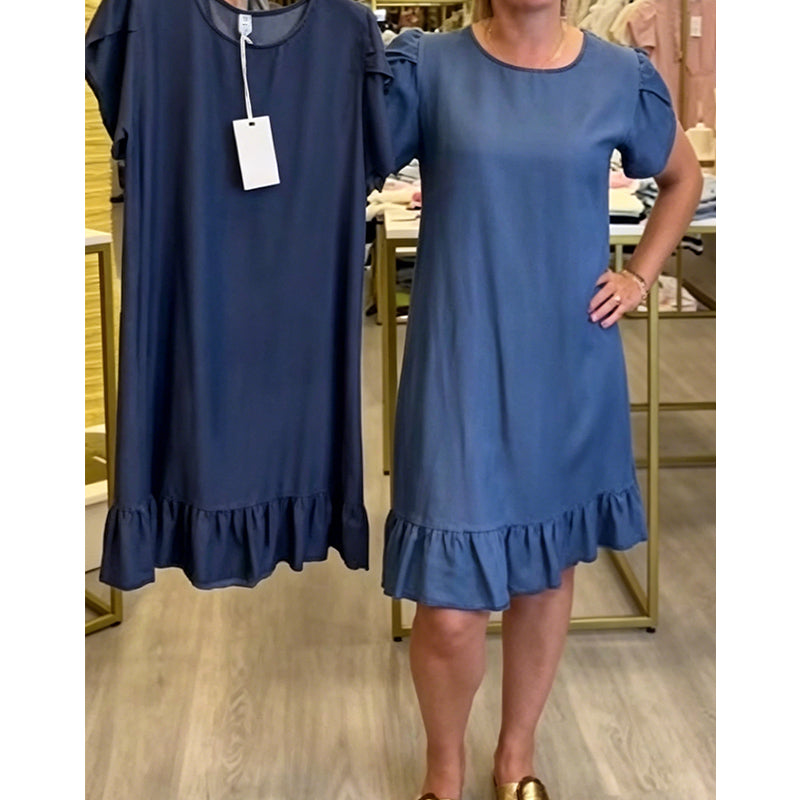 👗✨Elegantes Kleid aus gewaschenem Denim – Lässige Eleganz für jeden Tag💙