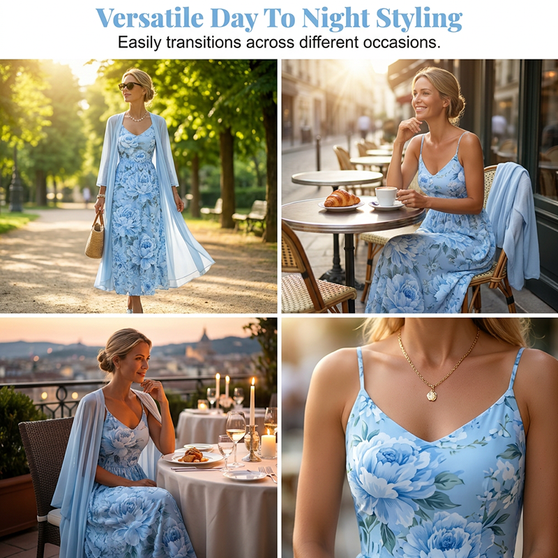 🌸👗Elegantes zweiteiliges Blumenkleid-Set für Damen – der perfekte Look für den Sommerurlaub✨