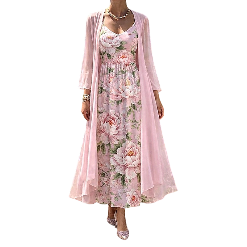 🌸👗Elegantes zweiteiliges Blumenkleid-Set für Damen – der perfekte Look für den Sommerurlaub✨