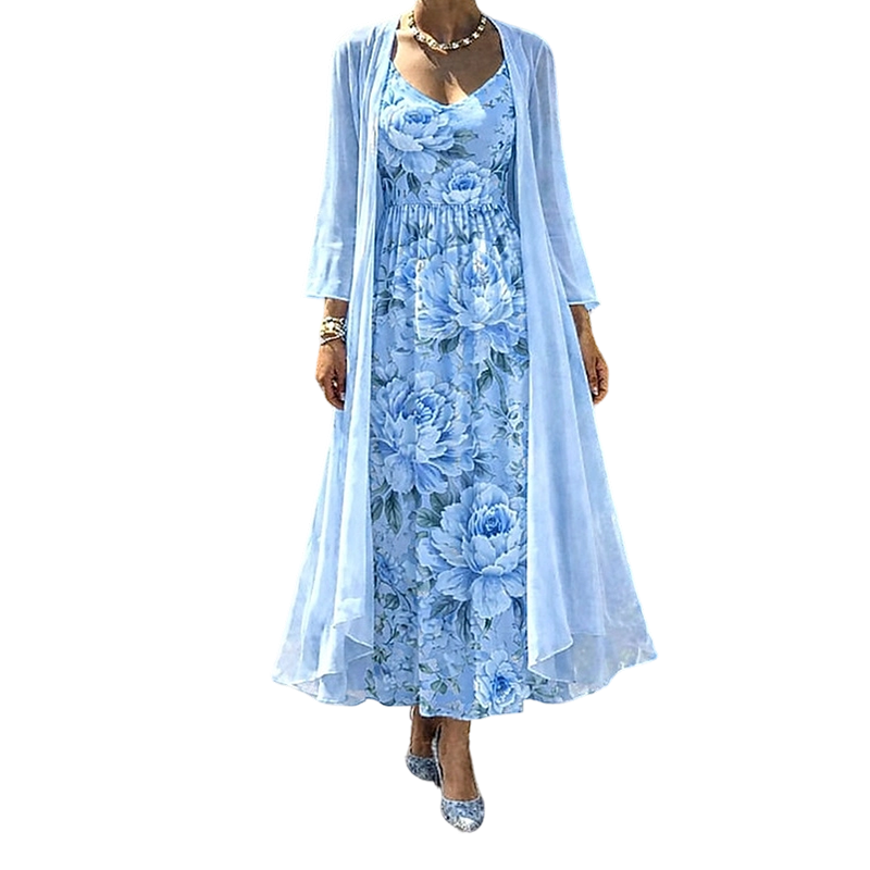 🌸👗Elegantes zweiteiliges Blumenkleid-Set für Damen – der perfekte Look für den Sommerurlaub✨