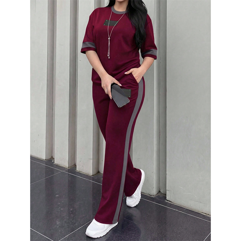 🔥Zweiteiliges Freizeit-Lounge-Set für Damen mit Streifenmuster