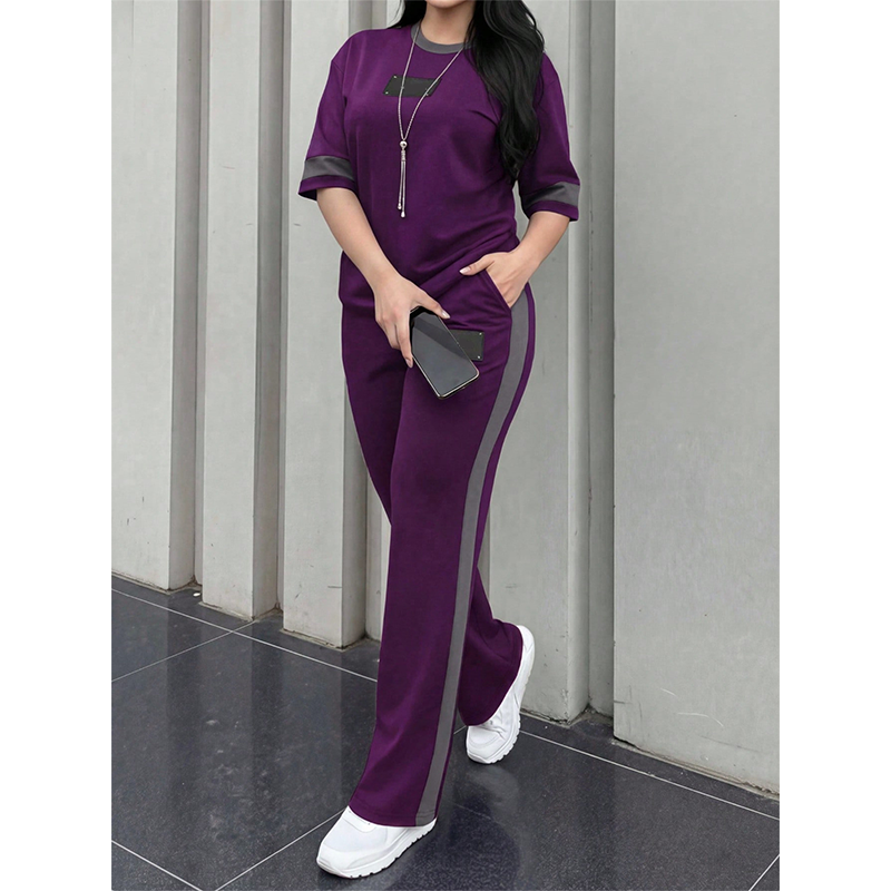 🔥Zweiteiliges Freizeit-Lounge-Set für Damen mit Streifenmuster