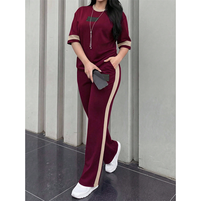 🔥Zweiteiliges Freizeit-Lounge-Set für Damen mit Streifenmuster