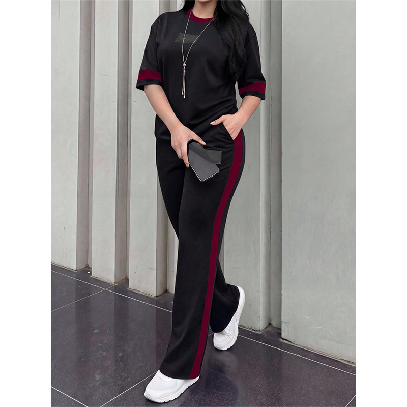 🔥Zweiteiliges Freizeit-Lounge-Set für Damen mit Streifenmuster